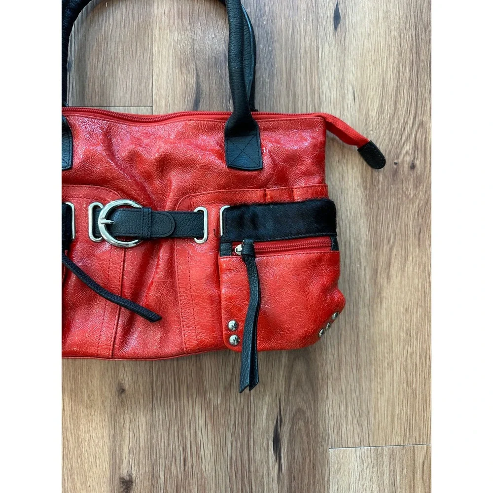 Cleo and Patek Red Leather Shoulder Bag with Black with original‎ storage bag